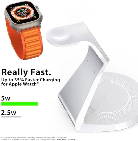 Revolutionize Your Charging Routine with the 3-in-1 Magnetic Wireless Charging Station for Apple Devices – Fast Mag-Safe Dock for i Phone 16/15/14/13, Air Pods, and Apple Watch – Compact, Sleek Design for Effortless Use and Optimal Speed – White Finish for Modern Aesthetics