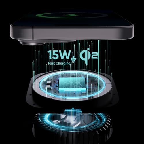 FLOLAB Qi2 15 W Wireless Car Charger for i Phone 12-16 – Magnetic Vent & Foldable Dashboard Mount with Advanced Cooling Technology for Rapid Charging – Ultimate Convenience for On-the-Go Power Management