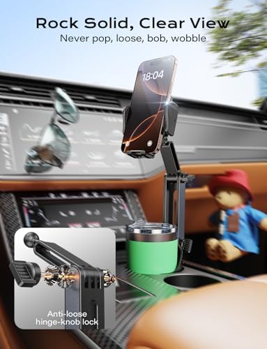 Dual-Function Car Cup Holder and Phone Mount – Adjustable Holder for 4-7 Inch Devices – Sturdy and Versatile Automotive Accessory for Secure Smartphone and Beverage Storage – Perfect for Every Drive