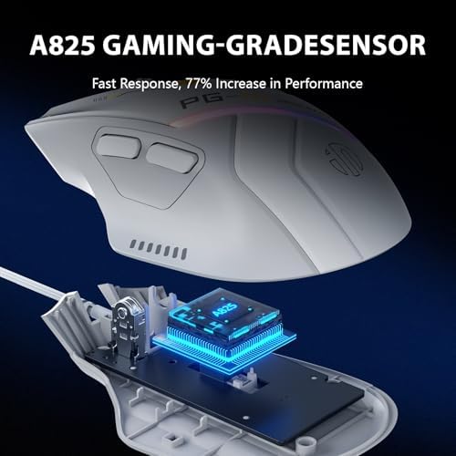 Elevate Your Game with the INPHIC PG1 Wired Gaming Mouse – Ergonomic Comfort Meets 12800 DPI Precision, 6 Customizable Buttons & Vibrant RGB Backlighting for Ultimate Performance in White and Gray