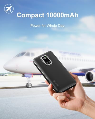 Ultimate 10000 m Ah Portable Power Bank with Built-In USB-C, USB-A & i OS Cables – 22.5 W Fast Charging Power Bank for i Phone 16/15/14/13, Samsung S24/S23/S22/S21, i Pad & More – Lightweight, Airline-Approved Charger for On-the-Go Convenience and Enhanced Device Compatibility