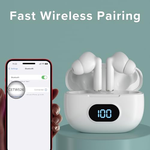 Coby True Wireless Earbuds with Smart Battery Indicator Case | Ultra-Light Bluetooth Earbuds Featuring Built-in Mic and Sweat-Proof Gel Tips | Perfect for Active Lifestyles with Up to 10-Hour Playtime (White) – Seamless Device Compatibility and Effortless Connectivity