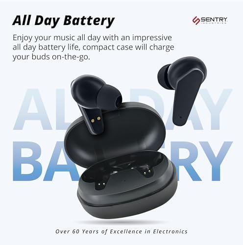 SENTRY OSE Wireless Stem Earbuds – Elevate Your Audio Experience with -20 d B Active Noise Cancellation, 10-Hour Playtime, and Touch Controls – Ideal for Commuters, Audiophiles, and On-the-Go Listening with Portable USB-C Charging Case and Built-In Microphone
