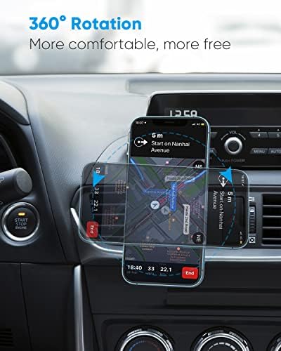 Powerlot 15 W Fast Wireless Car Charger Mount – Magnetic Phone Holder with Strong Suction & 360° Rotation for i Phone 15 Series – Ultimate Accessibility & Rapid Charging for On-the-Go Navigation and Enhanced Compatibility with Mag Safe Cases