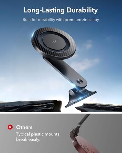 Upgrade Your Driving Experience: ESR Magnetic Dashboard Mount for Mag Safe i Phone 16/15/14/13/12 & S25 – 360° Rotatable Holder with Strong Magnets & Enhanced Stability Rings for Secure Hands-Free Navigation