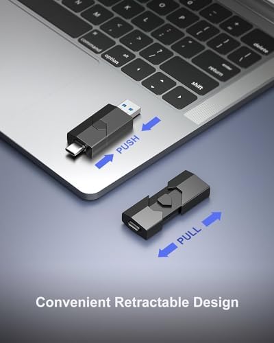 RAOYI 128 GB Dual OTG USB C Flash Drive – Versatile 2-in-1 Memory Stick for i Phone 15, i Pad Pro, Android Devices | Portable Retractable USB 3.0 Storage Solution with Enhanced Speed and Compatibility | Perfect for Professionals & Students on the Go