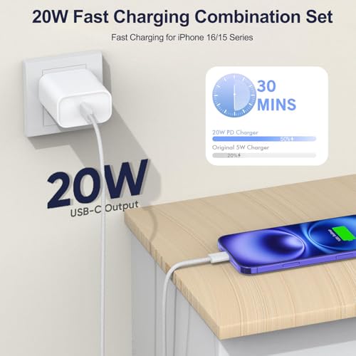 Ultra-Fast 20 W i Pad Power Adapter & 10 FT USB-C Cable Combo – Essential Charger for i Pad Pro, Air, Mini & 10 – Maximize Productivity with Lightning Speed Charging and Extended Flexibility for Apple Devices Experience groundbreaking charging efficiency with our Ultra-Fast 20 W Power Adapter paired with a 10 FT USB-C cable, meticulously designed for seamless compatibility with i Pad Pro (11, 12.9), i Pad Air (5 th/4 th), i Pad Mini 7, and i Pad 10. This compact wall charger delivers rapid power replenishment, ensuring your devices are ready to go in record time. The generous 10 FT cable grants you the freedom to use your i Pad comfortably while charging, whether at home, in the office, or on the move. Crafted from premium materials, this charger is built for long-term durability, making it the ultimate accessory for i Pad users seeking both reliability and performance. Elevate your charging experience today with this indispensable solution that fuses innovative technology with user-centric design.