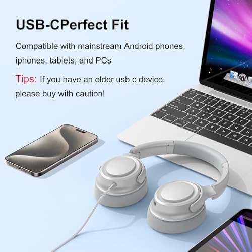 Experience Ultimate Sound Clarity with Stylish Purple USB C Wired Over-Ear Headphones – Immerse Yourself in Exceptional Hi-Fi Stereo Audio and Advanced Noise Isolation for Unmatched Comfort, Ideal for Music Aficionados and Professionals, Fully Compatible with USB C Devices