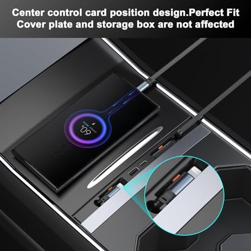 Revolutionize Your Tesla Model 3 and Model Y with Our Waterproof USB Hub – Fast Charging Docking Station for 2021-2024 Models, Multi-Port Design for Effortless Device Connectivity, Perfect Fit for Center Console (Excludes Model 3 2024) – Superior Durability and Seamless Power Solutions for Tesla Enthusiasts