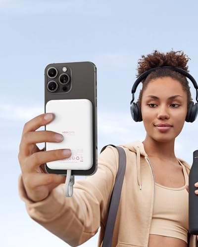 VEEKTOMX Ultra-Slim 5000 m Ah Portable Power Bank with Built-in Charging Cable for i Phone – Lightweight Battery Pack for i Phone 14/13/12/XS/Pro/Air Pods – Quick Charge Convenience in a Stylish Design – Perfect for On-the-Go Power Solutions