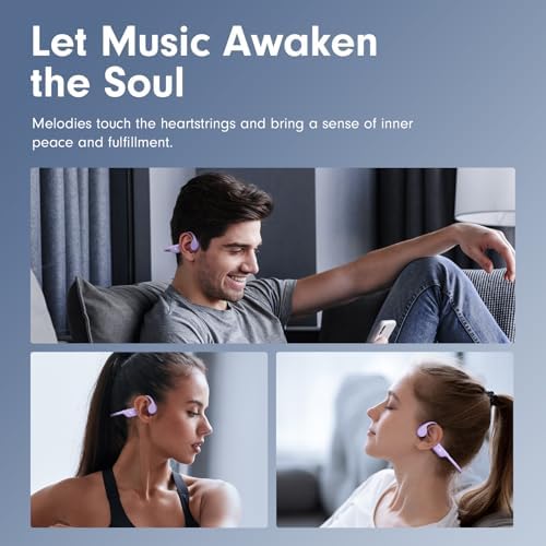 Revolutionize Your Active Lifestyle with Lilac Bone Conduction Headphones – Bluetooth 5.4 Wireless Earbuds Featuring 10 Hours of Playtime, Waterproof for Running and Cycling, Open-Ear Design for Enhanced Awareness