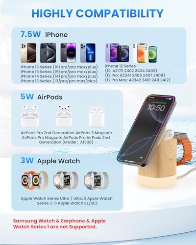 Travel-Ready Joy Geek 3-in-1 Wireless Charging Station – Fast Mag-Safe Charger for i Phone 16-12 Series, Apple Watch Series 10-2, and Air Pods Pro – Ultimate Compatibility and Speed for On-the-Go Lifestyle