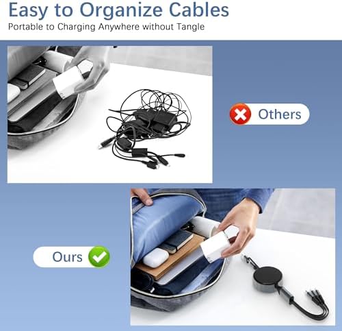 Revolutionary 100 W Retractable Multi-Device Charging Cable: Fast-Powered Type C, Micro USB, & Lightning Connectors for Effortless Charging – Tangle-Free 4 FT Design for i Phone, Galaxy, Android, i Pads & Mac Books – MFi Certified for Optimal Apple Compatibility – Perfect for Travel Enthusiasts & Everyday Use