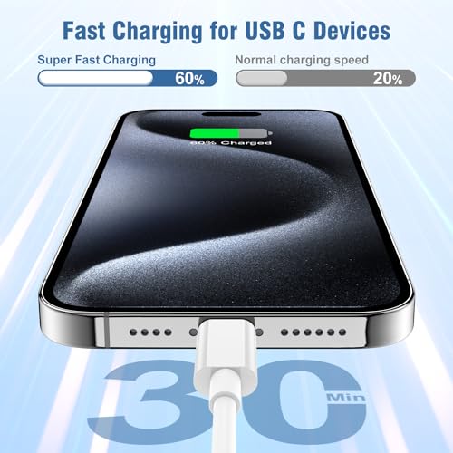 High-Speed 10 ft i Phone 15/16 Charger with 20 W USB-C Power Adapter – Premium Type C Cable for Fast Charging, Enhanced Durability, and Broad Compatibility with i Pad Air & Mini, Ideal for Home & Office Use