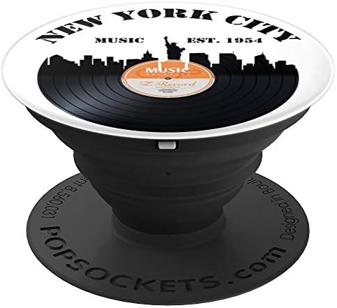 Vintage New York City Skyline Vinyl Record Music Disc Holder PopSockets Swappable PopGrip – Enhanced Compatibility and Speed