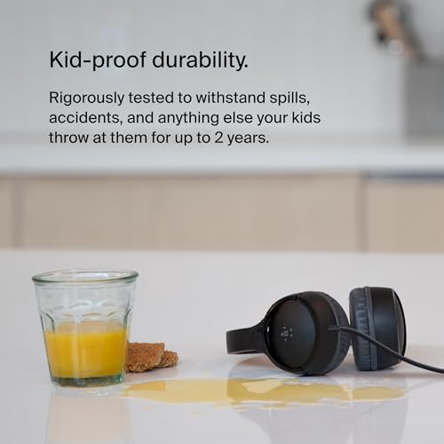 Belkin Sound Form Mini Kids Wireless Bluetooth Headphones – Safe 85 d B Volume Control, 30-Hour Playtime, Built-In Microphone – Lightweight On-Ear Style for i Phone, i Pad, Fire Tablet & More – Ideal for Learning, Entertainment & Safe Listening