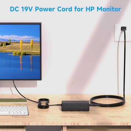 HP 65 W AC Adapter & Monitor Power Cord: Optimal Power Solution for 20″ to 27″ Displays – Enhance Performance with Durable, Lightweight Design for IPS LED Backlit Monitors – Essential Power Supply for Seamless Connectivity and Extended Monitor Lifespan