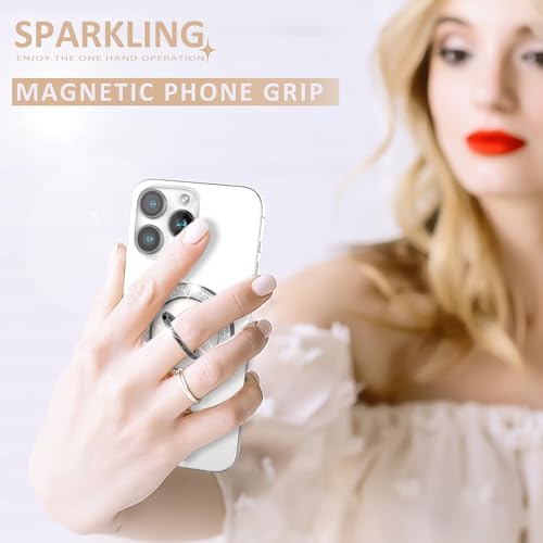 Stylish Glitter Magnetic Phone Ring Holder for Mag Safe – Enhanced Grip & Versatile Stand for i Phone and Android – 2024 Fashion Accessory with 360° Rotation & 180° Flip – Perfect Gift for All Ages