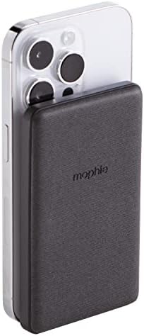 Mophie Snap+ Juice Pack Mini – Portable Magnetic Wireless Charger with 5000 m Ah Battery for Rapid Charging – Perfect for Mag Safe & Qi Smartphones – Sleek Black Power Bank for Apple, Samsung, and Google Devices – Essential On-the-Go Charging Solution