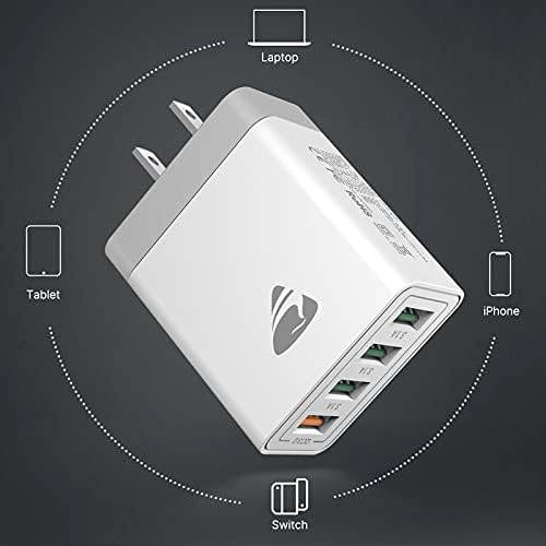 40 W 4-Port USB Wall Charger Duo – High-Speed Quick Charge 3.0 Adapter for i Phone 16/15/14/13/12/11 Pro Max, Samsung & Android Devices – Compact Power Block for Home, Office, and Travel Needs