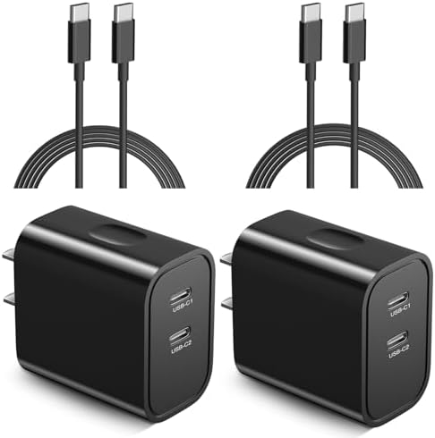Costyle i Phone 15 & 16 Dual USB-C Charger Block – 20 W Fast Charging Wall Plug with 2 x 6 FT Type-C Cables for Maximum Compatibility – Efficient Power Adapter for i Phone 15 Pro Max & i Pad Pro – Compact Design for On-the-Go Charging Solutions