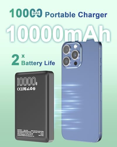 Ultra-Slim Magnetic Wireless Power Bank 10000 m Ah – 20 W PD Fast Charging for i Phone 16/15/14/13/12 & Samsung Devices – Effortless Magnetic Alignment for On-the-Go Power Solutions – Universal USB-C Compatibility for All Your Charging Needs