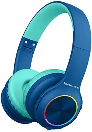 Vibrant Power Locus PLED Kids Bluetooth Headphones – Safe Volume Control (74/85/94 d B), Fun LED Lights, Hi-Fi Sound, Built-in Microphone & Multi-Connectivity for Travel, Learning & Play – Perfect Over-Ear Design for Children