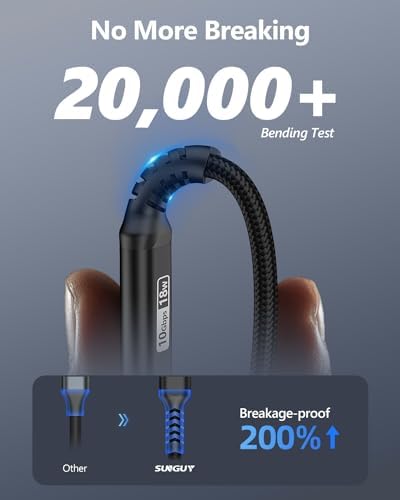 SUNGUY USB C Android Auto Cable 1FT[5Pack], 10Gbps USB C 3.1 Gen2 USB A to USB C Data Transfer Cable, 3A Fast Charging USB Type C Cord for iPhone 16 15 Pro/Pro Max/Plus, Samsung Galaxy S24, Pixel – Enhanced Compatibility and Speed