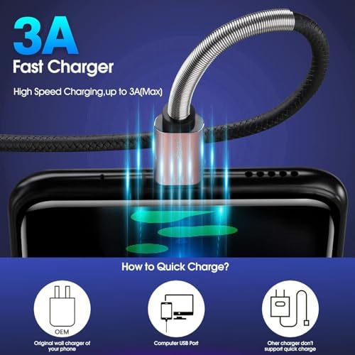Cyven Premium 3 ft USB Type C Cable Duo Pack – Fast Charge & Data Transfer Cord, Durable TPE Construction, Compatible with Samsung Galaxy A Series, LG V Series, and More – Stylish Pink Design for Enhanced Performance and Versatility