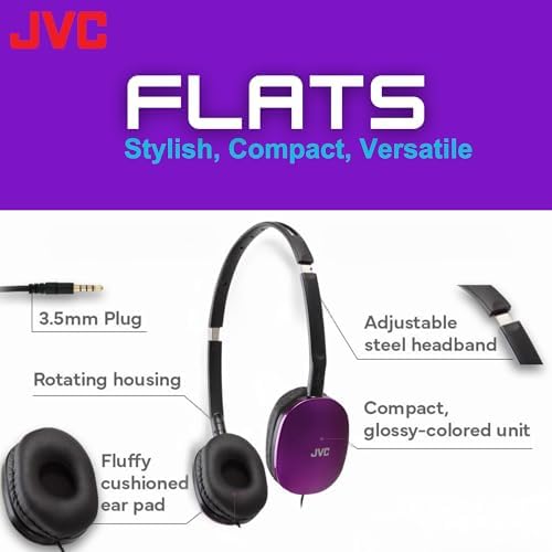 JVC Flats Foldable On-Ear Wired Headphones – Exceptional 30 mm Audio Drivers for Immersive Sound Quality – Ultra-Soft Comfort Ear-Pads for Prolonged Wear – Robust Steel Headband for Durability – Lightweight & Travel-Friendly Design Ideal for Gaming, PC, and Laptops – Enhanced Compatibility with 3.5 mm Slim Plug – Enjoy Deep Bass and Superior Noise Isolation for Extended Listening Sessions