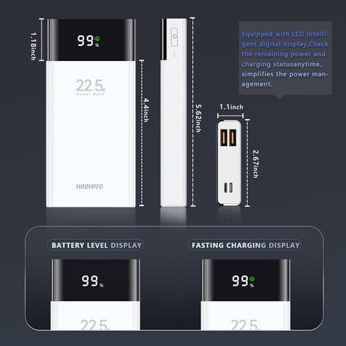 High-Capacity 20000 m Ah Power Bank with LED Display – Fast Charging Portable Charger Featuring QC 22.5 W & PD 20 W, 3 Outputs & Dual Inputs for i Phone, Samsung, i Pad & More – Ultimate Compatibility & Efficiency for On-the-Go Power Solutions
