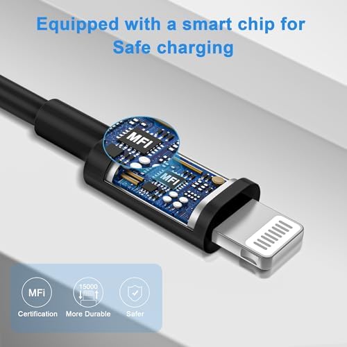 High-Speed 3-Pack Charging Solution for i Phone & i Pad – Premium Type-C Wall Chargers with 6 FT USB-C to Lightning Cables – Sleek Black Finish Optimized for i Phone Compatibility – Perfect for i Phone 14/13/12/11 Pro Max/Xs Max/XR/X Users – Ultimate Home and Travel Charging Convenience