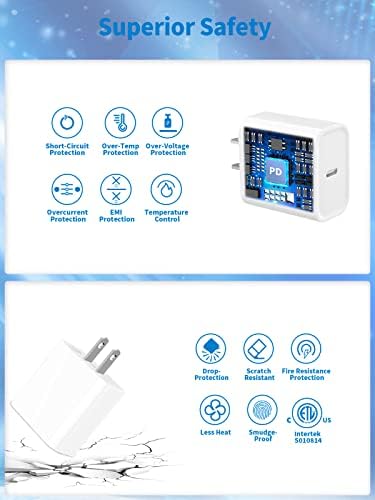 Ultimate 20 W Power Delivery Dual Pack: Fast Charging Type C Wall Charger Set for i Phone 16/15, i Pad Pro, and Air Pods Pro – Includes Two 10 FT USB-C Cables for Maximum Flexibility and Performance – Compact, Efficient Charging Solution for Home and Travel