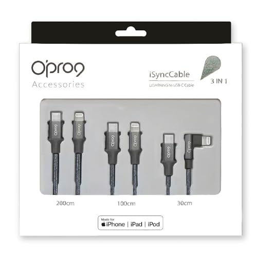 Opro9 USB C to Lightning Fast Charging Cable Trio (1/3/6 FT) – 30 W Power Delivery, Apple MFi Certified, Durable Nylon Braided Cord for i Phone 14, 13, 12, 11 Pro Max, XR, XS, 8 and More – Ultimate Flexibility and Speed for On-the-Go Charging