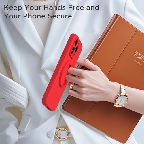 Upgraded Magnetic Phone Grip for i Phone: Premium Silicone Loop Holder with Mag Safe Compatibility – Ergonomic 360-Degree Stand, Non-Slip Design in Sleek Black for Enhanced Comfort and Secure Handling on i Phone 16/15/14/13/12 Pro Max/Plus