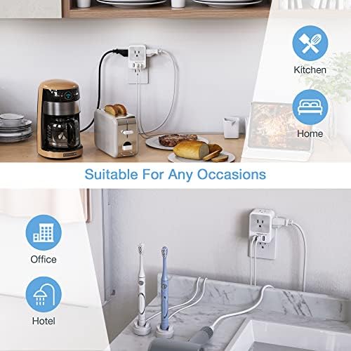 TESSAN Versatile 4-Outlet Surge Protector with 3 Fast USB Charging Ports (2 USB-C) – Ultimate Wall Outlet Extender for Home, Office, and Dorm – Maximize Device Connectivity with Superior Safety Features and Compact Design