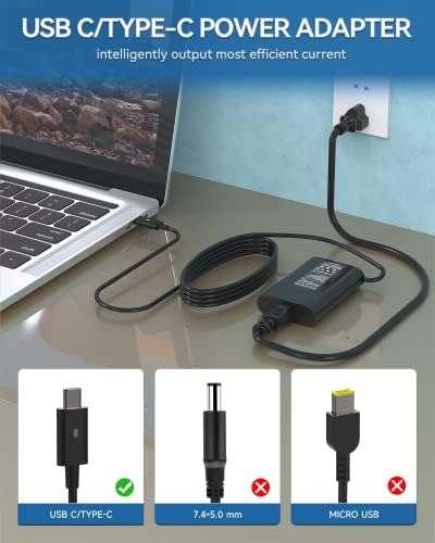 Premium 65 W USB-C Charger for Dell Inspiron 14 & 16 2-in-1 Laptops – Superior Power Delivery & Enhanced Safety Features for Models 7620, 7635, 7486, 7435 & More – Reliable AC Power Adapter with Built-In Protection & Fast Charging Capabilities – Ideal for Home, Office, and Travel Use