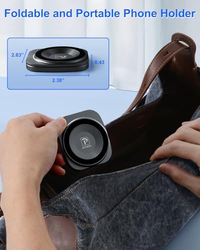 Dual Magnetic Phone Stand for Desk,Adjustable Aluminium Phone Holder for MagSafe,Foldable and Portable Cell Phone Mount for Gym and Travel,Compatible with iPhone 16/15/14/13/12 (Grey) – Enhanced Compatibility and Speed