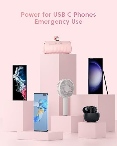 Kuulaa 4500 m Ah Compact USB-C Power Bank – Ultra-Portable Phone Charger for i Phone 15, Samsung Galaxy, LG, Moto, and Pixel Devices – Fast Charging Battery Pack for On-the-Go Power Solutions – Lightweight and Durable Travel Companion