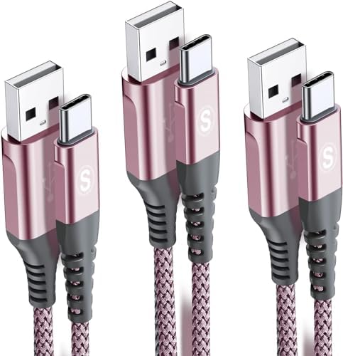sweguard 3-Pack USB Type C Charger Cables – 10 ft, 6.6 ft & 3.3 ft Nylon Braided Set for i Phone 15, Galaxy S23/S22/S21, Note 20, Pixel & More – Fast Charging & Universal Compatibility for Home, Office & Travel – Durable, Tangle-Free Design for Optimal Performance