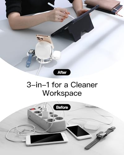 Ultimate 2025 3-in-1 Wireless Charging Station: Fast Mag-Safe Compatible Dock for i Phone 12-16 Series, Air Pods & Apple Watch – Sleek Black Design for Home & Office Efficiency