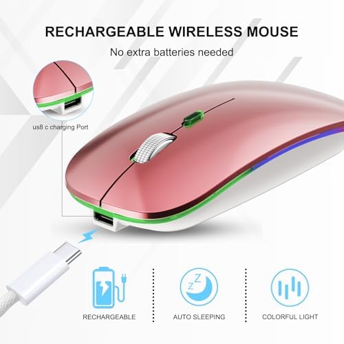 Ergonomic Wireless Mouse for Mac & PC – Rechargeable Dual Mode Bluetooth 5.2/3.0 & 2.4 GHz USB-C Receiver – Lightweight, Silent Design for Ultimate Comfort and Portability – Ideal for Multitasking Professionals and Casual Users