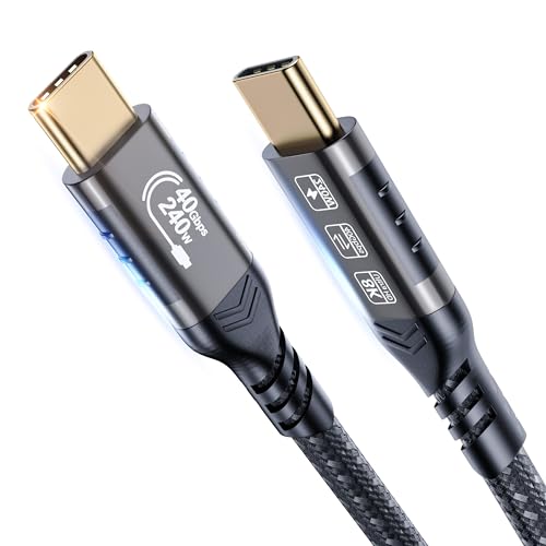 Transform Your Device Connectivity with Our 5 ft USB4 Cable – Unmatched 40 Gbps Data Transfer Speeds, 240 W Power Delivery for Rapid Charging, 8 K Video Output Support, and Full Thunderbolt 4/3 Compatibility for Enhanced Versatility and Durability