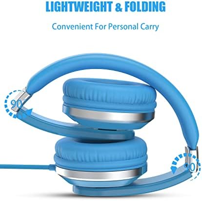 Rockpapa HS20 Kids Wired Headphones – Super Lightweight & Foldable Design with Integrated Microphone, Perfect for School, Travel & Entertainment – Compatible with Tablets & Smartphones, Stylish Black & Orange for Ages 3-15, Ideal for Learning, Play, and Hands-Free Communication