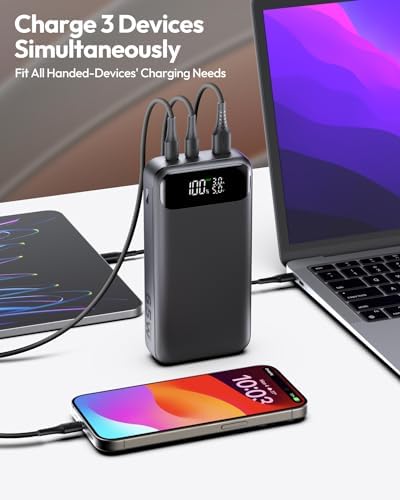 ADDTOP 20000 m Ah 65 W Portable Charger – Ultimate Fast Charging Power Bank with 3 USB Outputs for Laptops & Smartphones, Compatible with Mac Book, HP, Dell, i Phone 12-16, Samsung, Steam Deck – Lightweight & Reliable External Battery Pack for On-the-Go Power Solutions