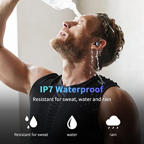 Rulefiss Bluetooth 5.3 Wireless Earbuds with Sport Earhooks – IP7 Waterproof Noise Cancelling Headphones for Hi-Fi Sound, 48 Hours Playtime, Dual LED Battery Display, Secure Fit for Active Lifestyles and Everyday Use