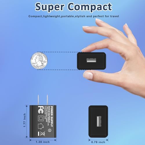 UL Certified 5 V 2 A Fast Charging USB Wall Charger – Compact Travel Adapter 2-Pack for i Phone Models 13-16, XR/XS, Plus, Pro Max & Watch Series 7/8 – Reliable & Portable Power Solution for On-the-Go Charging