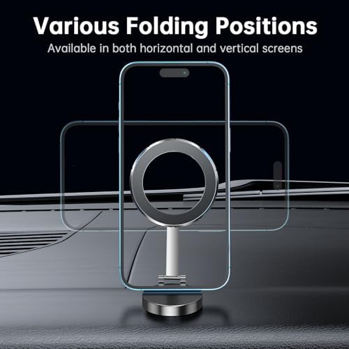 Elevate Your Driving Safety with the 2024 Mini Universal Magnetic Suction Car Phone Mount – Innovative Grey Aluminum Design, 360-Degree Rotatable for Optimal Viewing, Seamless Mag Safe Compatibility with i Phone 11-15 Pro Max for Effortless Navigation and Convenience