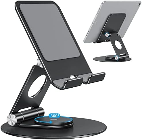 OMOTON 360-Degree Rotating Tablet Stand – Adjustable and Foldable i Pad Holder for Ultimate Versatility in Drawing and Viewing – Compatible with i Pad Pro, Air, Mini, and More – Modern Silver Design for Enhanced Workspace Aesthetics and Productivity