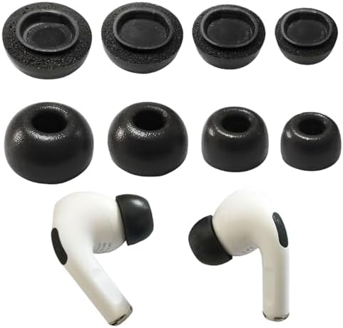 Ultimate Comfort Memory Foam Ear Tips for Air Pods Pro & Pro 2 – 4 Sizes (L/M/S/XS) with Handy Storage Case – Superior Noise Isolation Replacement Earbud Accessories in Elegant Black for Enhanced Listening Experience